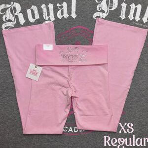 PINK x LoveShackFancy Light Pink Rhinestone Bling Foldover Flare Leggings XS
